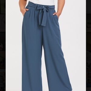 TORRID teal wide leg tie front pants size 6